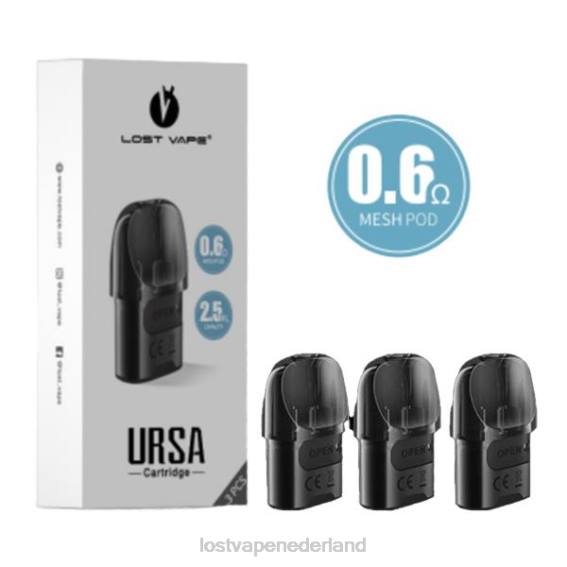 Lost Vape URSA vervangende peulen | 2,5 ml (3-pack) zwart 0,6ohm - Lost Vape disposable TYU4R6